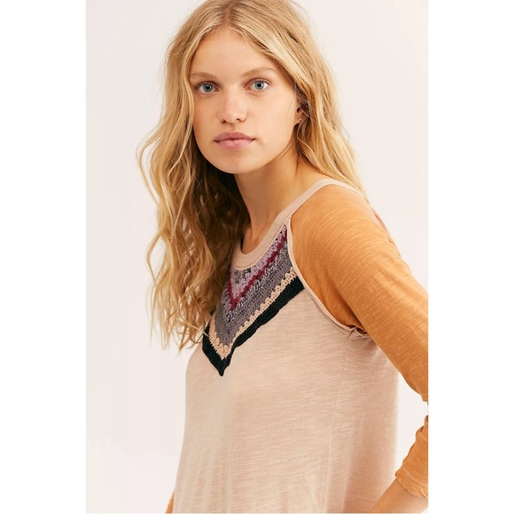 WE THE FREE PEOPLE Spring Bound Long Sleeve Calm Sand Combo - Picture 2 of 7